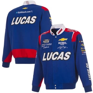 2025 Auténtica Chaqueta Nascar Kyle Busch Lucas Aceite Algodón Sarga Completa a Presión Real - Imagen 1 de 7