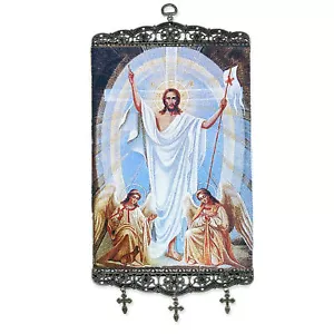 17" Auferstehung Christi katholischer Wandteppich Banner - hängende Metallkreuze - Bild 1 von 1