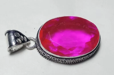 Colgante hecho a mano de piedras preciosas de turmalina rosa hidro talla 2 pulgadas Foto 1 de 4