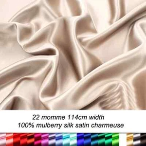 45''Wide By Yard Natural Silk Charmeuse Fabric 22momme Pure Silk Satin Material - Picture 1 of 20