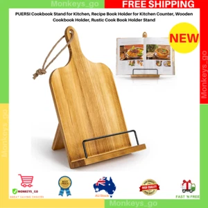 Cookbook Stand Kitchen, Recipe Book Holder Kitchen Counter, Wooden Cookbo - Picture 1 of 7