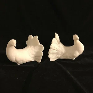 Vintage Italian Alabaster By Triune Dove Bird Pair Bookends 4 3/4" x 4 3/4" ea. - Picture 1 of 10