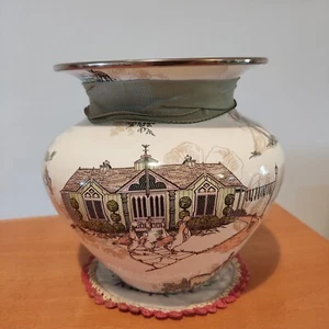 Mackenzie Childs Aurora Emaille Vase Emaille USA Top Zustand Bauernhof Motiv 7" - Bild 1 von 16