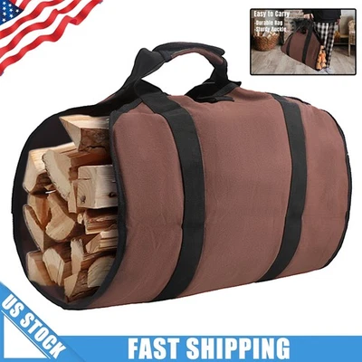GRANDE bolsa portadora de troncos de leña de lona resistente impermeable para transportar madera Foto 1 de 4