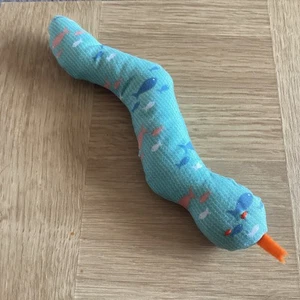 Handmade Strong Canadian Catnip Snake Kicker. Turquoise Fabric With Fish. Size 8 - Picture 1 of 4