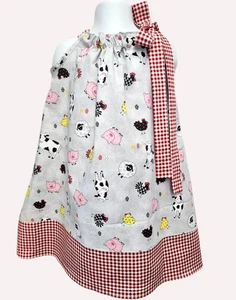 Animals pillowcase girl dress, Animal dress, Cow girl dress, Pillowcase dress, B - Picture 1 of 5