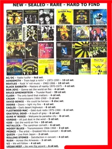 ACDC AEROSMITH BEATLES SABBATH BONJOVI SPRINGSTEEN CLASH CREAM BOWIE DOORS QUEEN - Picture 1 of 4