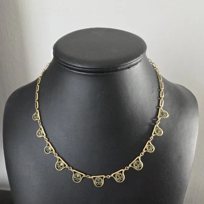 Collier Draperie Ancien Plaqué Or Filigrané vers 1900 - Photo 1/4