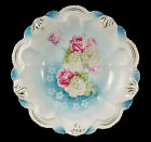 RS PRUSSIA Red Mark Large Scalloped Bowl Roses & Snowballs Pattern Pink Roses 