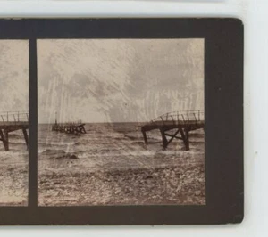The Track of Storm Dock Destroyed by Storm Stereoview - Picture 1 of 3