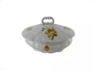 Antique Rare Ironstone, White w/ Yellow Rose & Lid - Picture 1 of 4