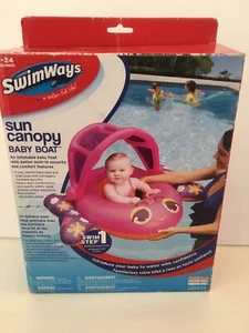 Barco bebé SwimWays inflable con dosel de mariposa para sol ¡lindo! - Imagen 1 de 4