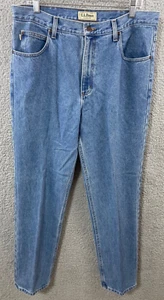 Pantalones de mezclilla azules de pierna recta calce clásico LL Bean para hombre 35x32 - Imagen 1 de 6
