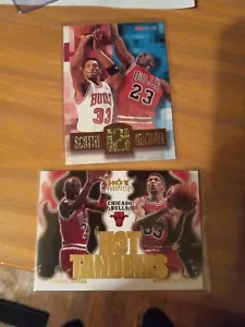 Michael Jordan Scottie Pippen Lot X2 Fleer Skybox Hoops Head 2 Head Hot Tandems - Picture 1 of 5