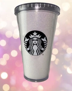 Vaso de café frío Starbucks Grande blanco brillante sin paja 16 oz 2017 - Imagen 1 de 11