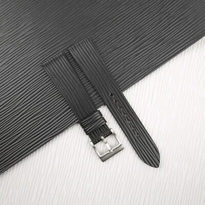 Black Calfskin Epi Leather Watch Strap Band 19mm 21mm 20mm 22mm For Men Women - Picture 1 of 9
