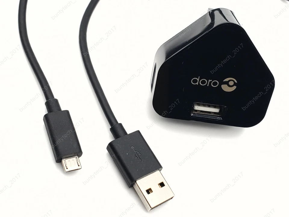 Genuine Doro Mains Wall Charger OR Micro USB Cable For 6520 8030 8040 6030 5030 - Image 1 of 1