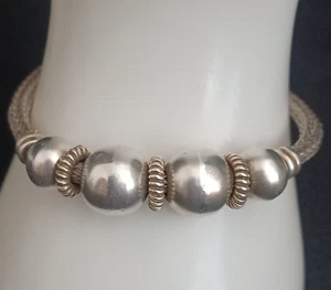 Vintage Sterling Silver 7" Chunky Beaded Bracelet Solid 925 Silver 33g - Picture 1 of 7