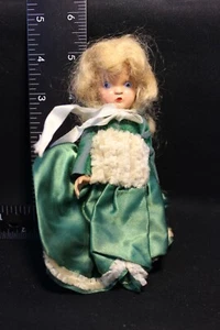 Vintage 5" Storybook Doll - Blonde Mohair wig - Painted Eyes/Mouth/ Shoes - Picture 1 of 6