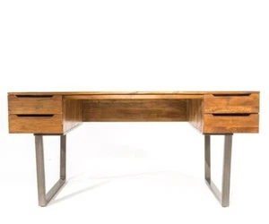 Rustic NATURAL SOLID MANGO WOOD 4 DRAWER DESK RRP £1089 * - Picture 1 of 3