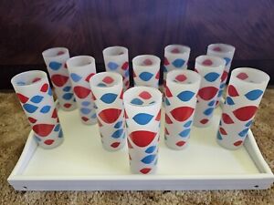 Twelve Vintage Dairy Queen Frosted Glasses, Tom Collins Highball DQ Mid Century