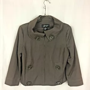Chaqueta de estudio Sharagano talla M marrón mezcla algodón forrada gancho y cierres de bucle - Imagen 1 de 10