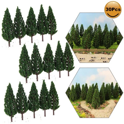 S8532 30pcs Model Pine Trees Deep Green For HO OO Scale Layout 85mm New - Image 1 of 4