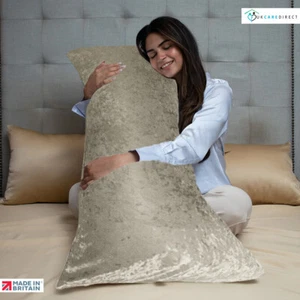 Bolster Long Pillow Cover Velvet Crushed Body Neck Pregnancy Orthopaedic Support - Picture 1 of 14