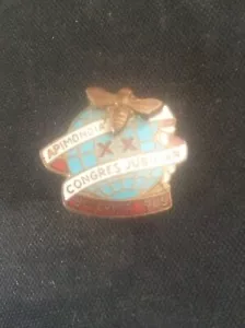 RARE Vintage 1965 Bucharest Congress Beekeeping Beekeepers Enamel BEE Badge Pin - Picture 1 of 2