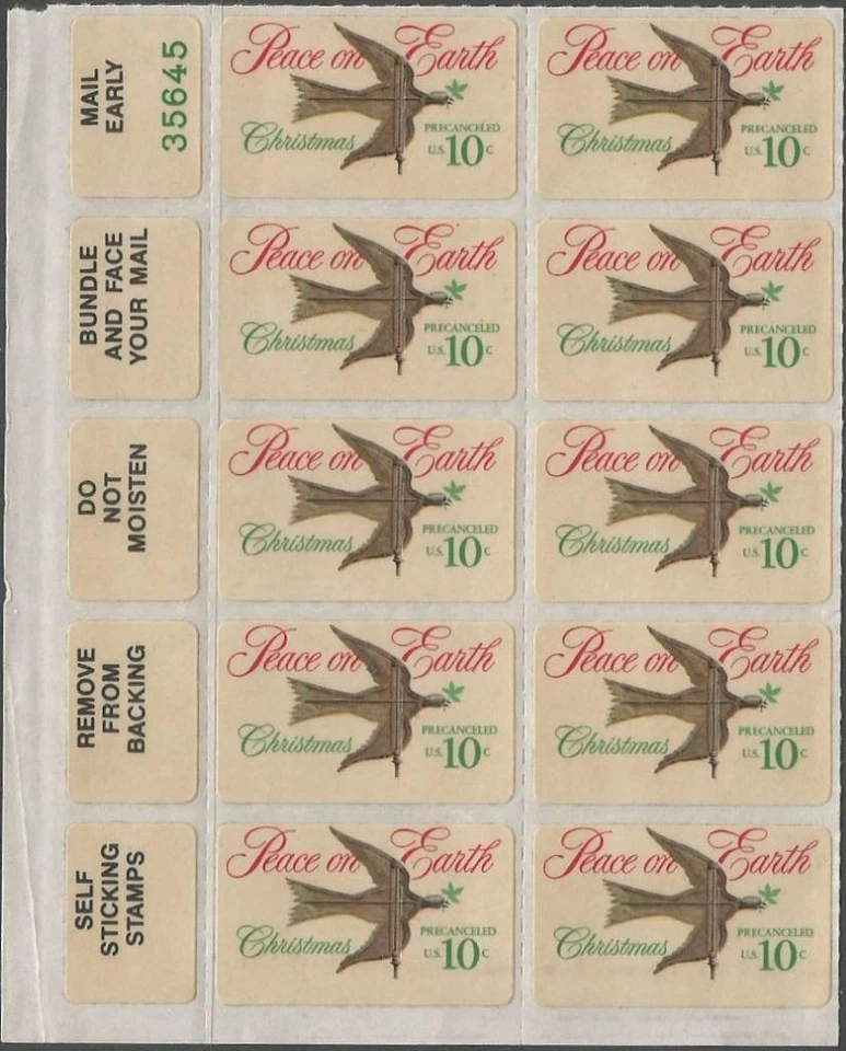 Block of 10 - Scott 1552 - 10 cent - Peace on Earth - 1974 - Precancelled - MNH - Image 1 of 1