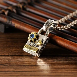 925 Sterling Silver Lock Heart Love Necklace Pendant Gothic Punk Bracelet Charm - Picture 1 of 9