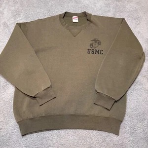90'S USMC US Marine Corps Printed Sweatshirt Trainer Made in USA Adult Large - Picture 1 of 7