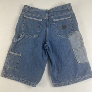 VTG Polo Ralph Lauren Boys 16 (29 x 11) Denim Carpenter Shorts Leather Patch 90s - Picture 1 of 12