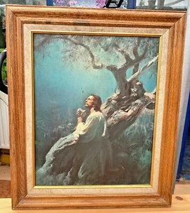 The Garden of Gethsemane Kneeling Praying Jesus Passion Vintage Canvas Print - Picture 1 of 10