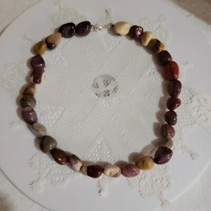 Moonkaite Stein Nuggets Halskette 18" Strang mit Silberverschlüssen - Bild 1 von 6