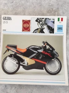 Gilera 125Cx 1991 Tarjeta Moto Colección Atlas Italia - Imagen 1 de 2