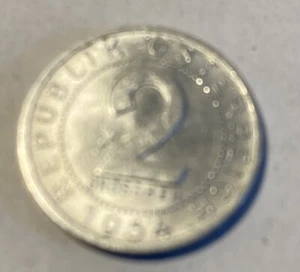 1954 Austria 2 Groschen Coin World Coin Aluminum - Picture 1 of 3