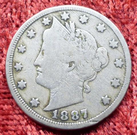 1887 Liberty Head V Nickel, Philadelphia Mint Coin, Better Date 5-Cent Coin Cover