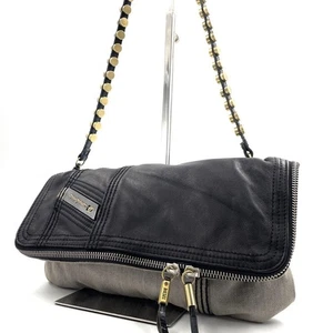 Borsa a tracolla Diesel borsetta Y2K tela denim nero donna USATA DAL GIAPPONE - Foto 1 di 13