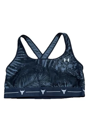 Under Armour 女式 Project Rock 印花十字背运动文胸,尺寸 L — 第 1/4 张图片