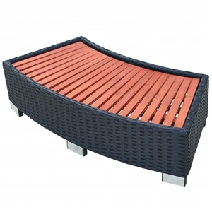Black Spa Step 92x45x25 cm, Weatherproof PE Rattan & Eucalyptus, Durable Design - Picture 1 of 4