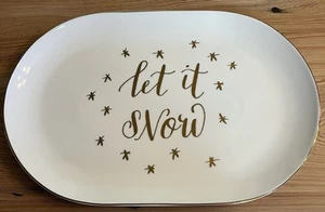 Threshold “Let It Snow” Porcelain Christmas Holiday Serving Platter - New 2016 - Picture 1 of 5