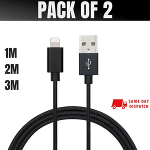 2x For iPhone Charger Cable Braided USB Fast Charging Lead 14 13 12 1M 2M 3M - Picture 1 of 11