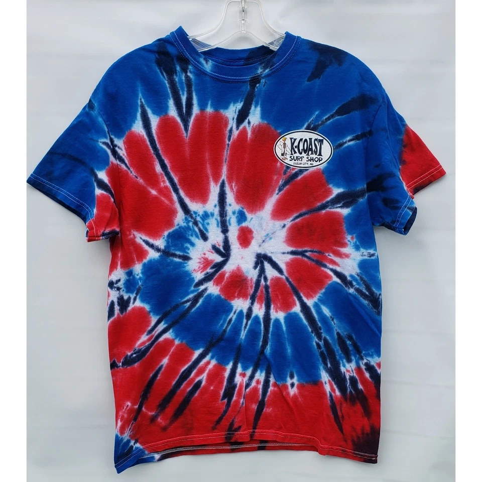 Camiseta playa K-Coast Surf Shop Ocean City para hombre mediana tie-dye gráfico logotipo Foto 1 de 4