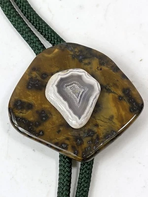 Corbata deslizante Western Bolo piedra ágata tigre natural 2 pulgadas X 2 pulgadas. y 2ª Piedra Foto 1 de 4