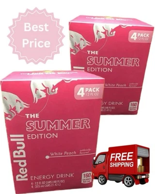 Paquete de 8 bebidas energéticas Red Bull edición verano melocotón blanco 12 oz en mano envío rápido Foto 1 de 4