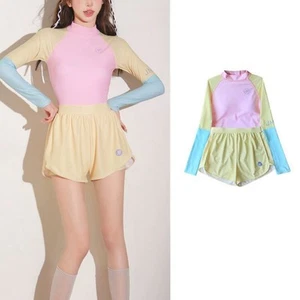 Comfortable 2Pc Long Sleeve Swim Set with Sports Shorts for Active Women - Picture 1 of 23