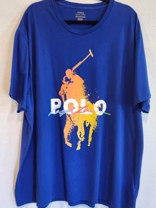 Polo Ralph Lauren Men’s 3XB Blue Graphic T-Shirt Big & Tall Paint Splash Pony... - Picture 1 of 13