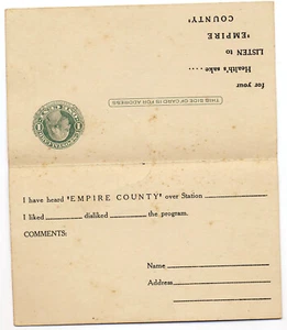 US 1915 Empire County Radio Show Postal Stationery Reply Card #UY7 NY Cover - Picture 1 of 2