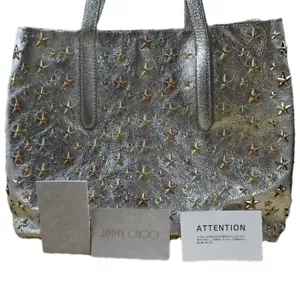 Auth Jimmy Choo 'Excellent Condition' Sear Studs Shoulder Bag Leather Silver - Picture 1 of 17